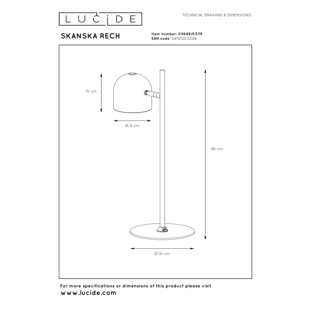 Rechargeable table lamp Skanska Rech metallic grey Lucide 5411212032126
