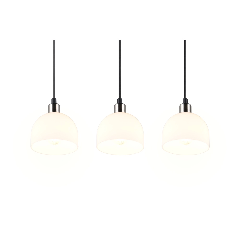 Nickel pendant lamp Molly 3-light white glass Trio 4017807618099