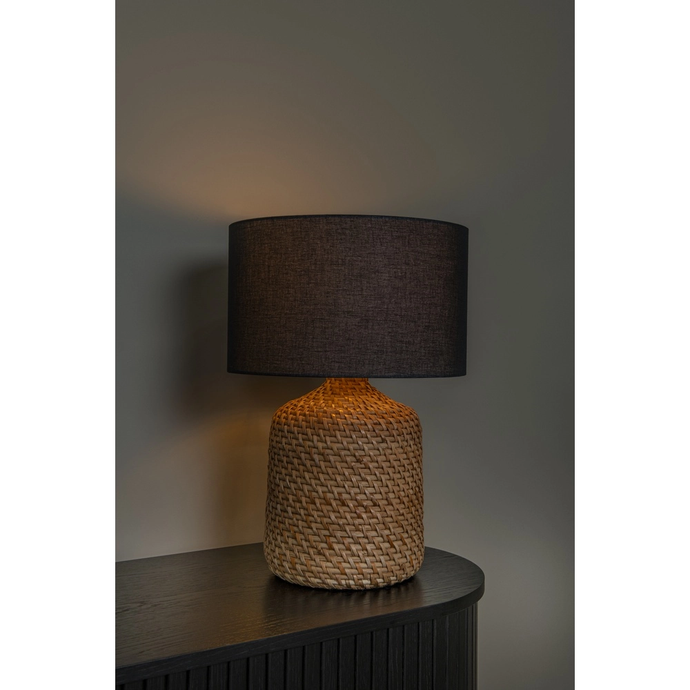 Table lamp Arrah Ø 35cm - seagrass with black cap Premium by Lucide 5411212106124