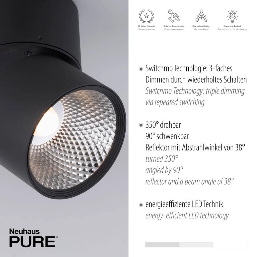 Ceiling lamp Pure Nola 2-light black Paul Neuhaus 4012248372005