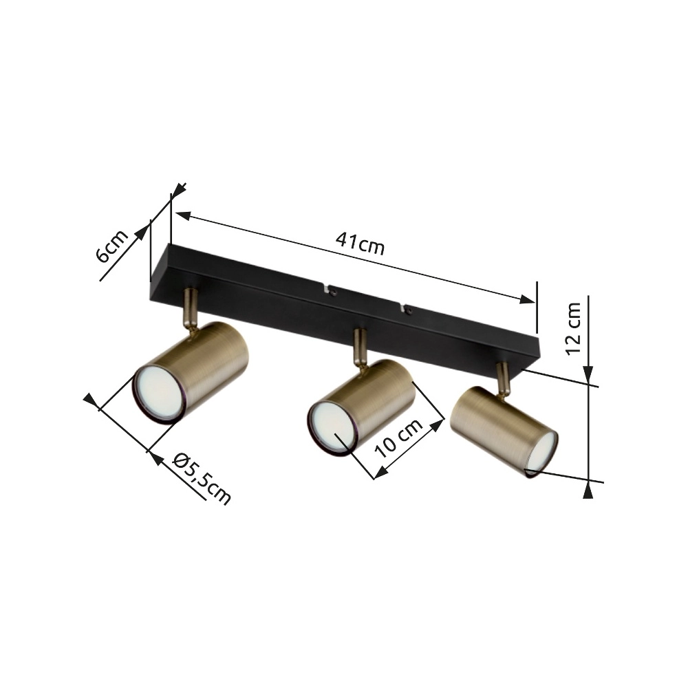 Ceiling lamp 3-lights Robby black with bronze Globo 9007371442980