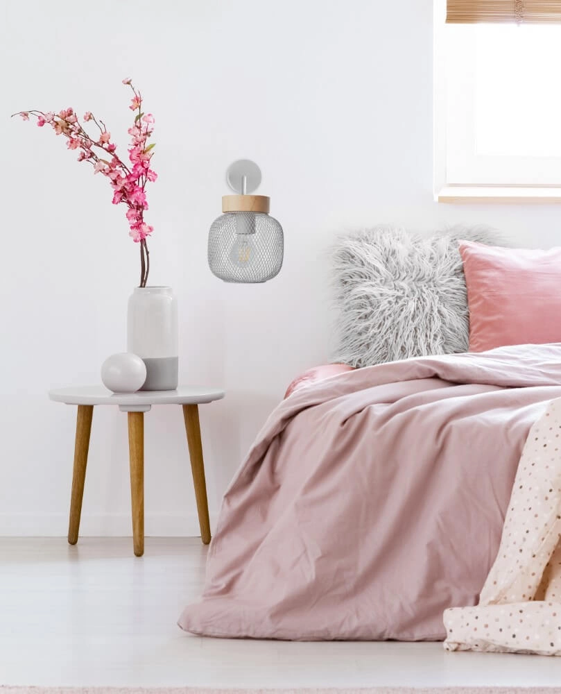 Wall lamp Giada Grey with wood Brilliant 4004353354137