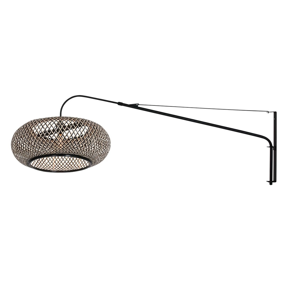 Wall lamp Elegant Classy with rattan and black hood Steinhauer 8712746182446