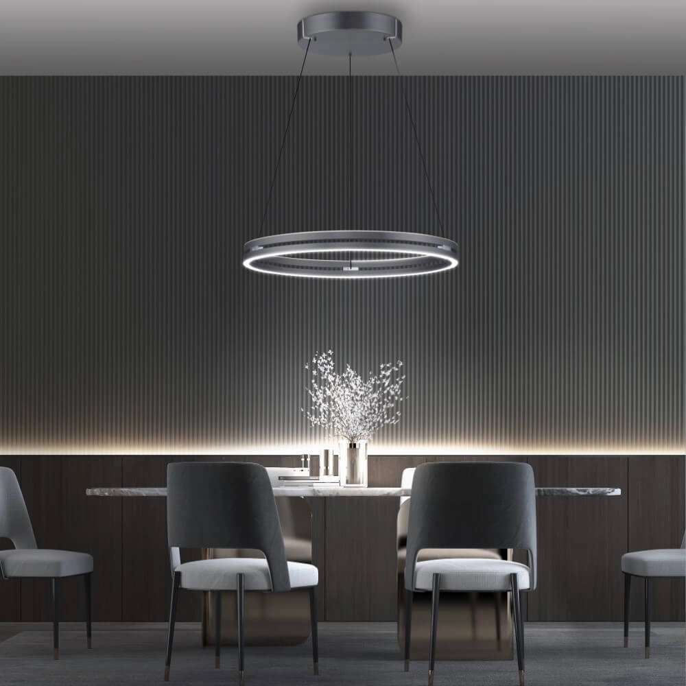 Sleek hanging lamp Pure E-Loop gray Ø 70cm Paul Neuhaus 4012248372289