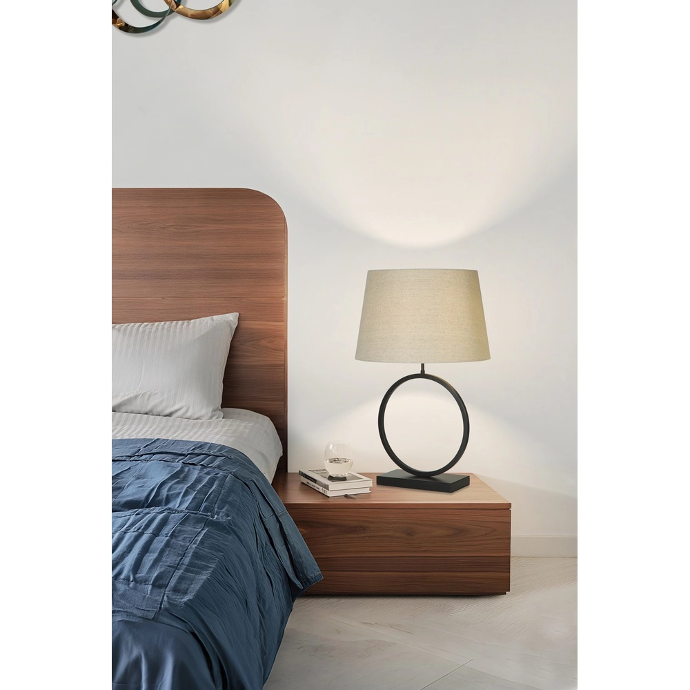 Table lamp Elegant black with cream shade Searchlight 5053423305486