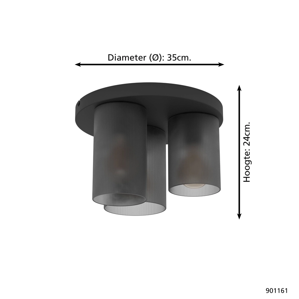 Ceiling lamp Colomera smoke frosted glass Eglo 9008606307135