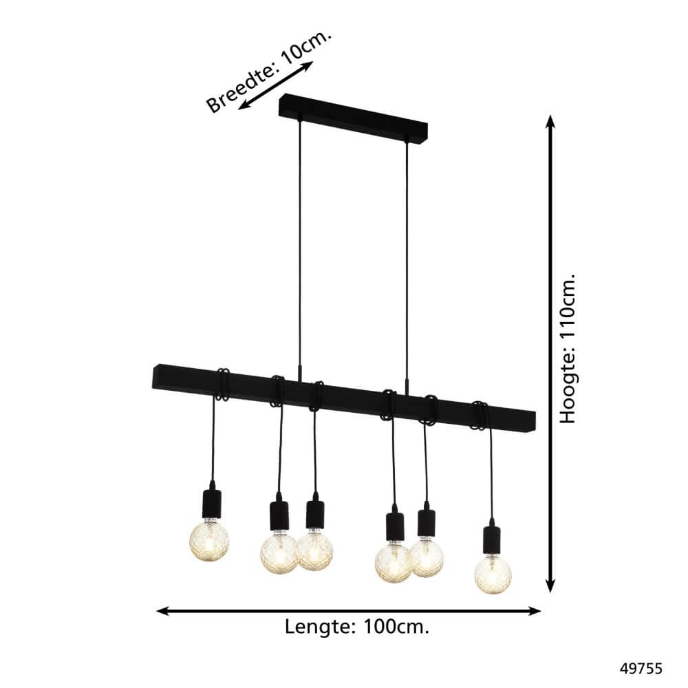Black pendant lamp Townshend 6-light Eglo 9002759440626