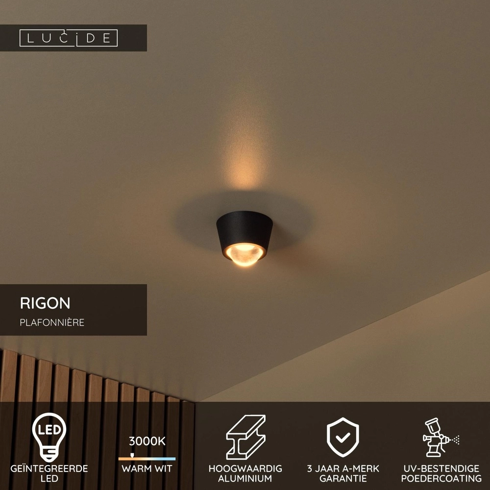 Ceiling lamp Rigon Black Lucide 5411212040657