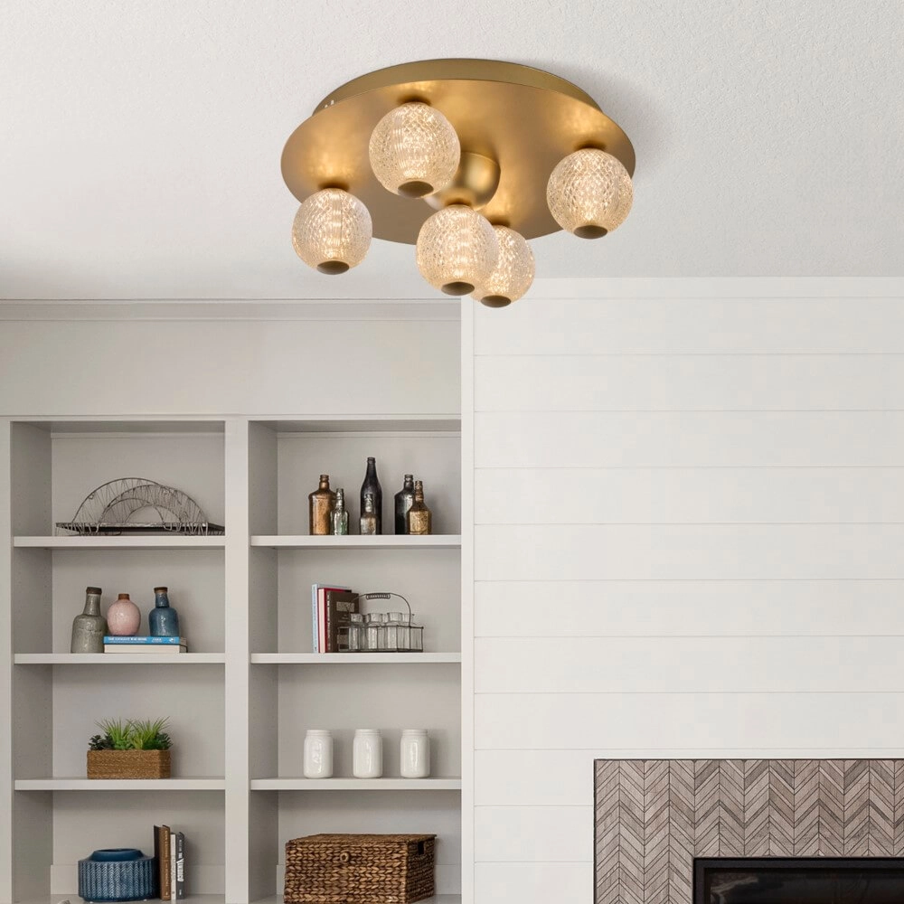 5-light ceiling lamp Asteroid gold Searchlight 5053423273402