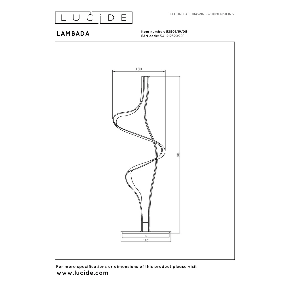 Table lamp Lambada Curl of champagne Premium by Lucide 5411212520920
