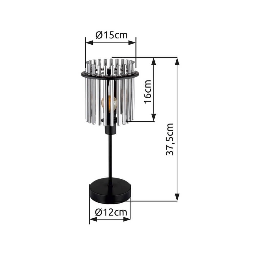 Black table lamp Gorley with smoke glass Ø 15cm Globo 9007371454181