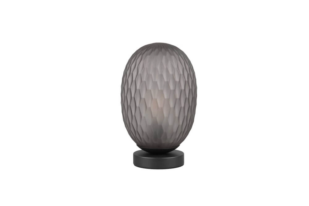 Table lamp Facette with ribbed smoke glass Trio 4017807616859