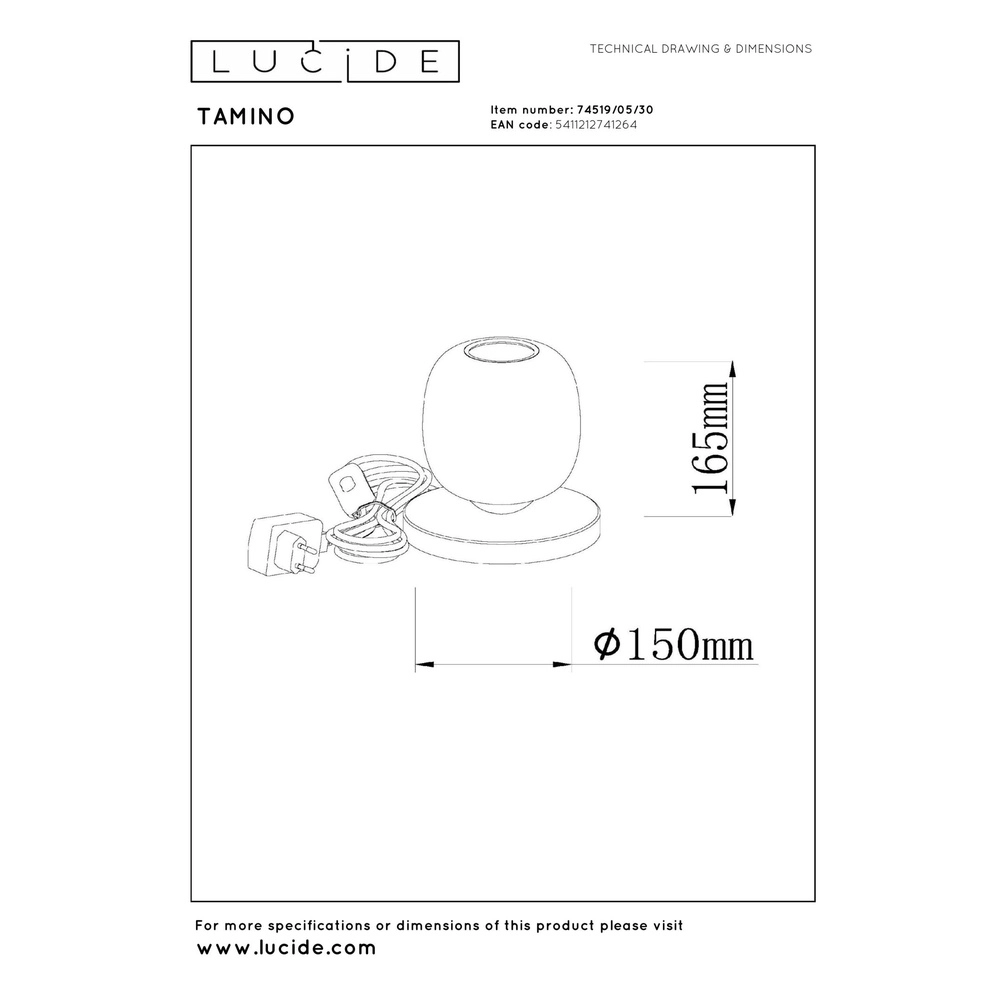 Table lamp Tamino Black Lucide 5411212741264