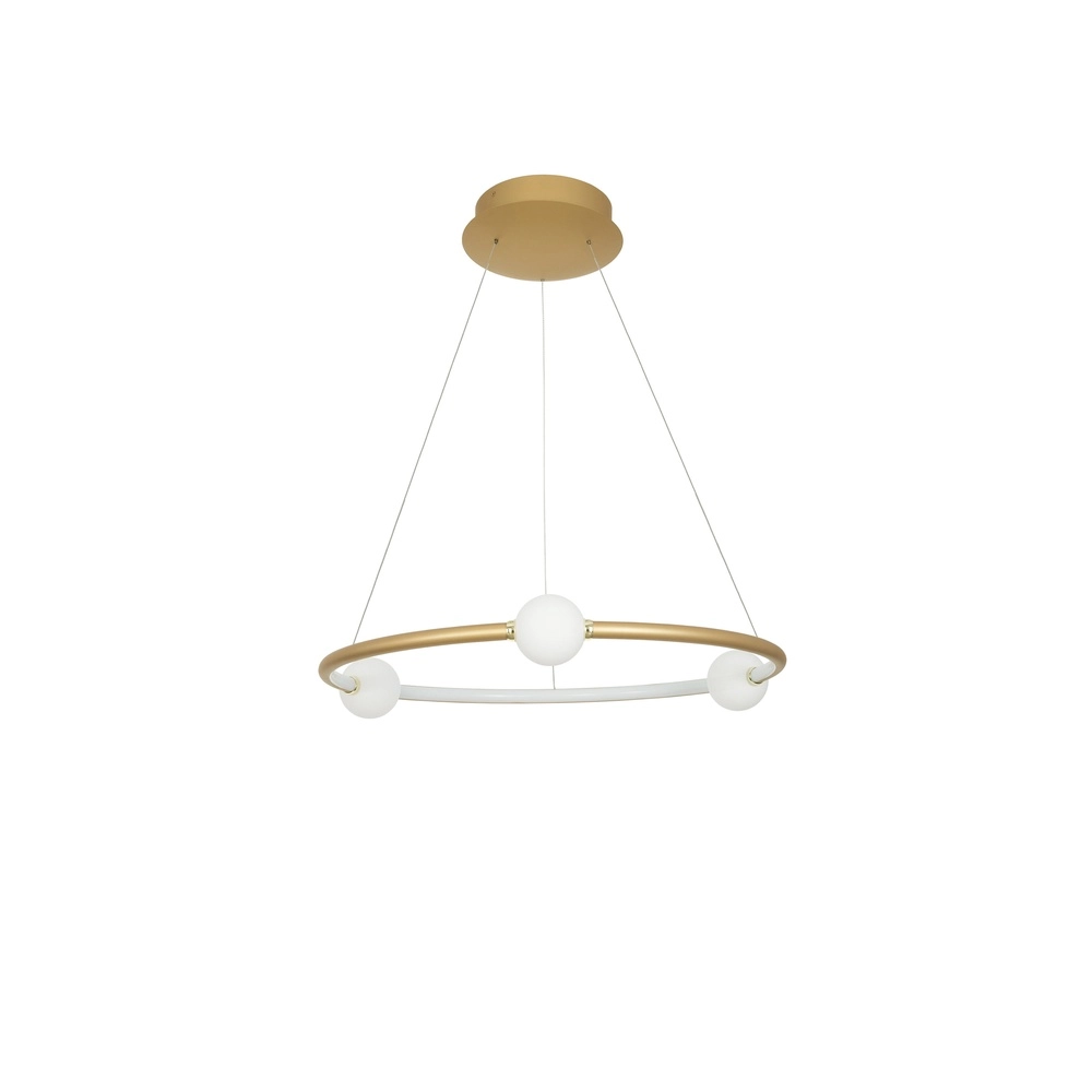 Pendant lamp Celia Gold with white round horizontal Lyora 5212017429322