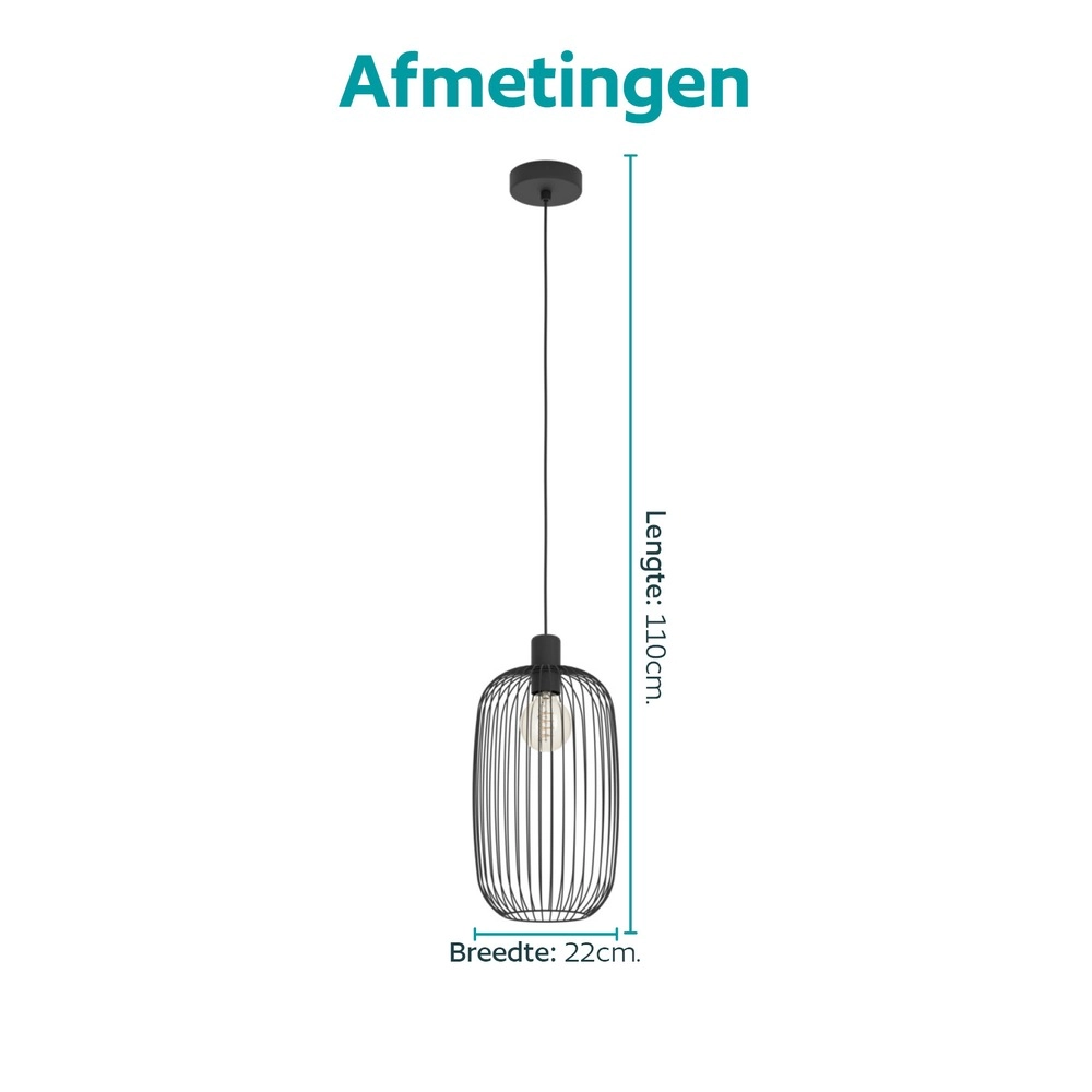 Wire pendant lamp Lodods black Ø 22cm Eglo 9008606390274