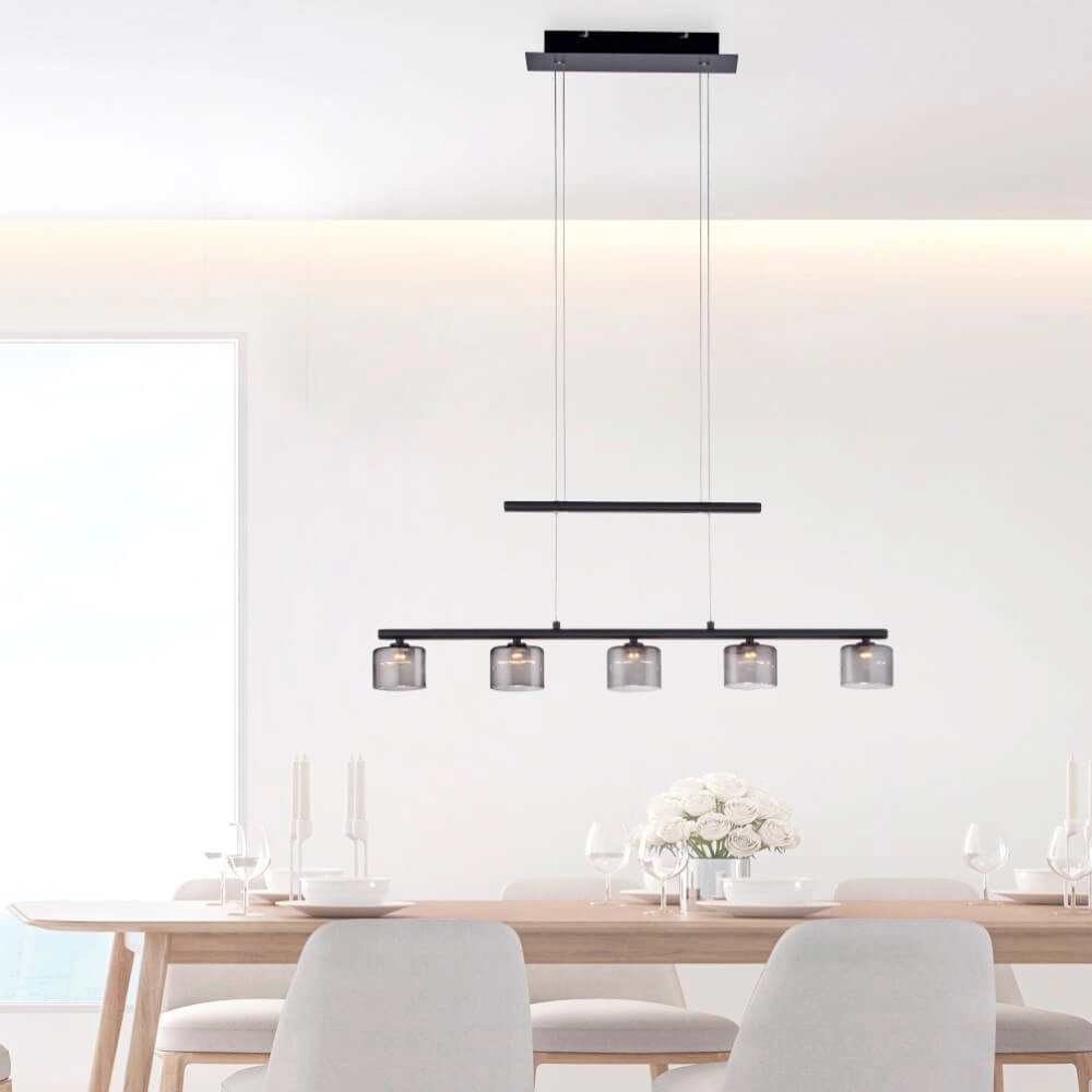 5-light pendant lamp Hydra black Paul Neuhaus 4012248364970