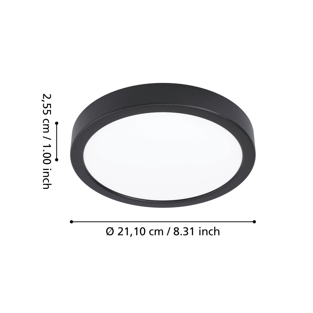 Ceiling light IP44 Fueva 6-Z round - black - Ø 21,1cm Eglo 9008606330485
