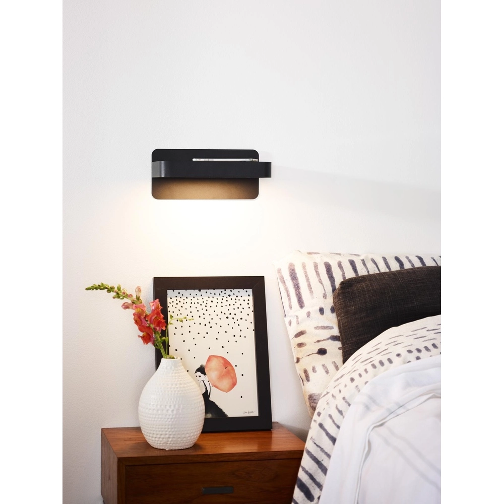 Bedside lamp Atkin with USB charging point black Lucide 5411212770820