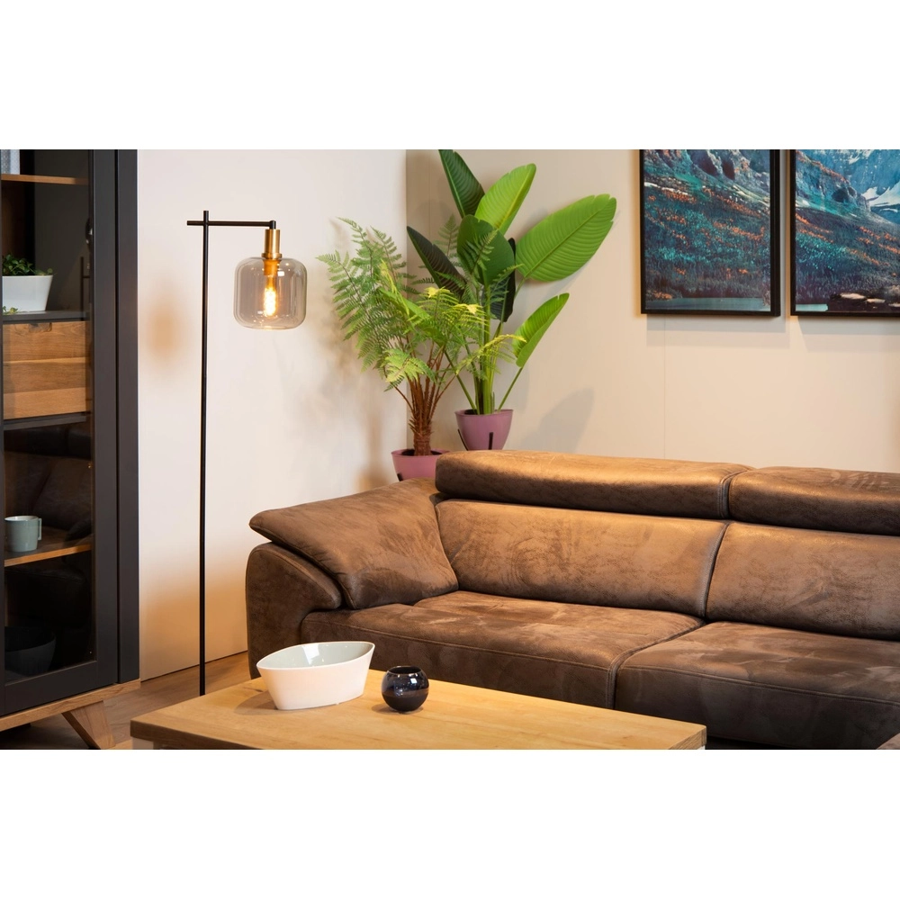 Floor lamp Joanet black with smoke glass Lucide 5411212451606