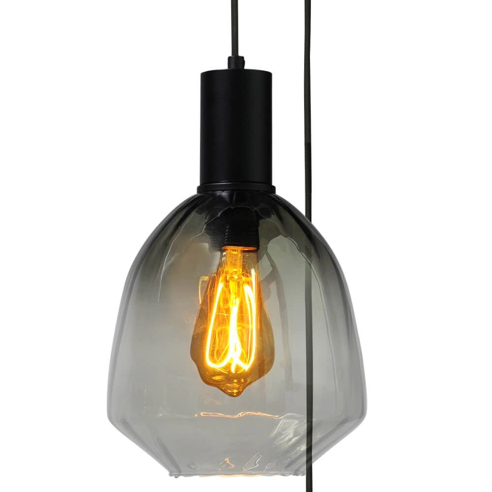 3-light loft hanging lamp - black - Porto with Nicolette green glasses Masterlight 8718121270937
