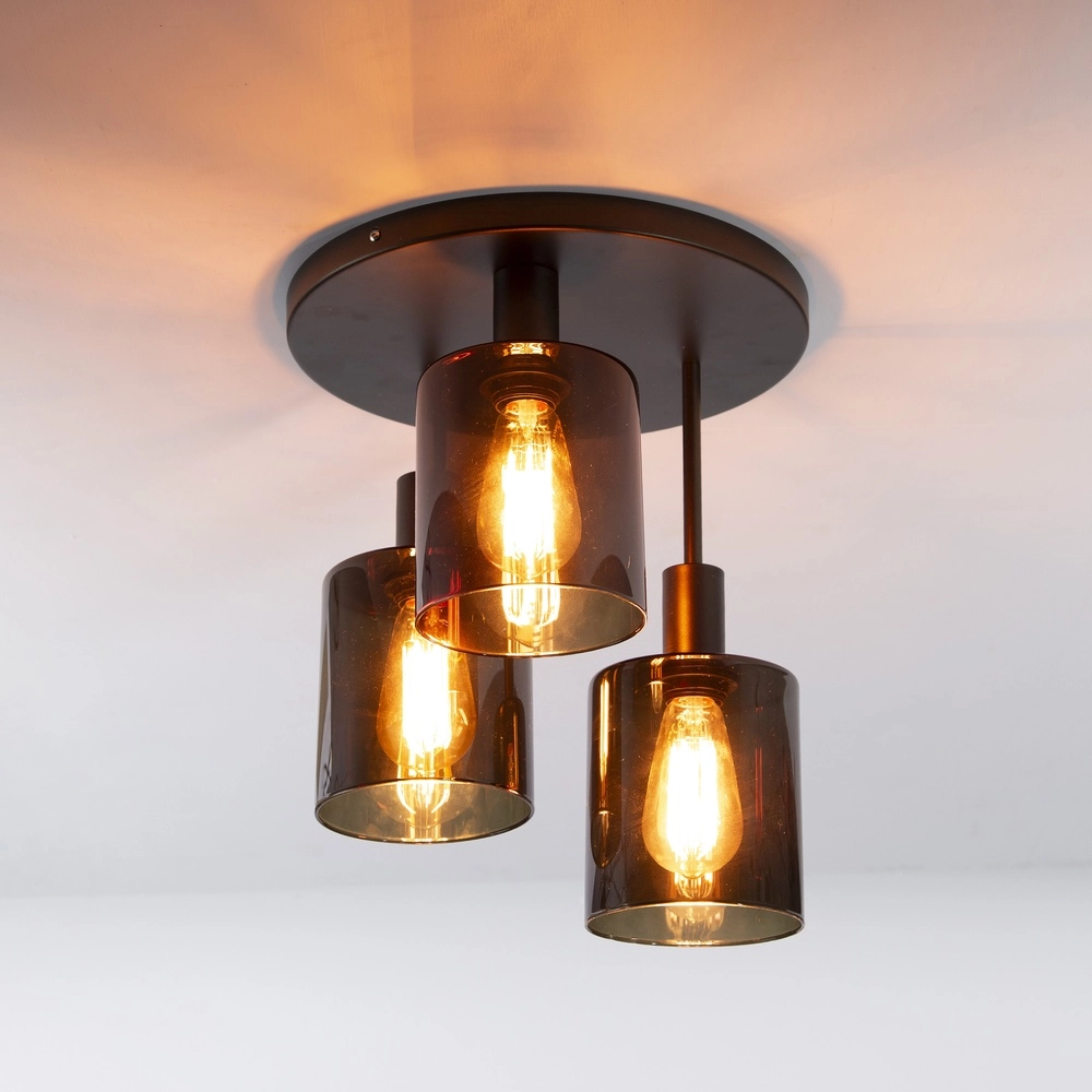 Dark brown ceiling lamp Sepiora Ø 35cm - 3x E27