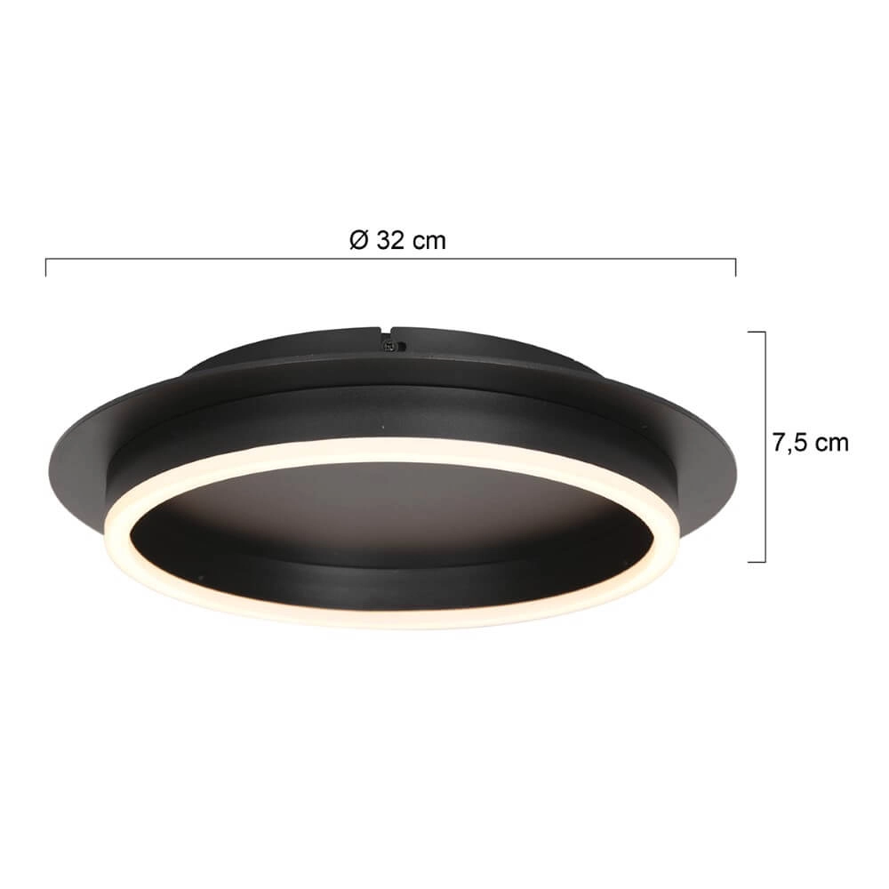 Modern LED ceiling light Ringlux black - Ø 32cm Steinhauer 8712746170573