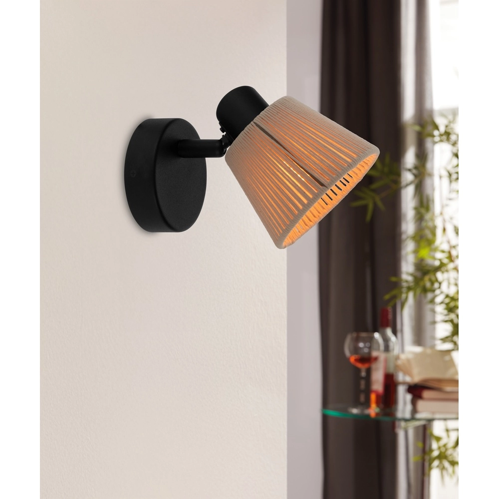 Wall light Seagard black with rattan Eglo 9008606359820