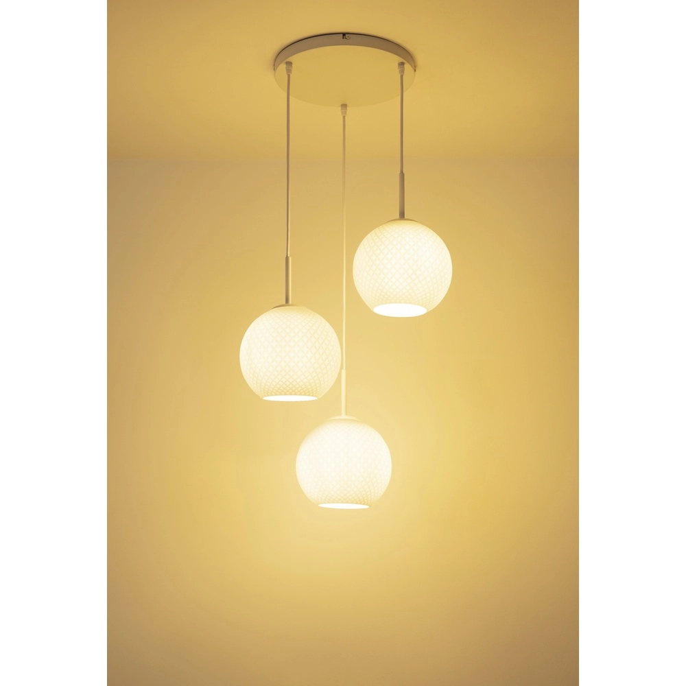 White pendant lamp Andre 3-light design Globo 9007371586462