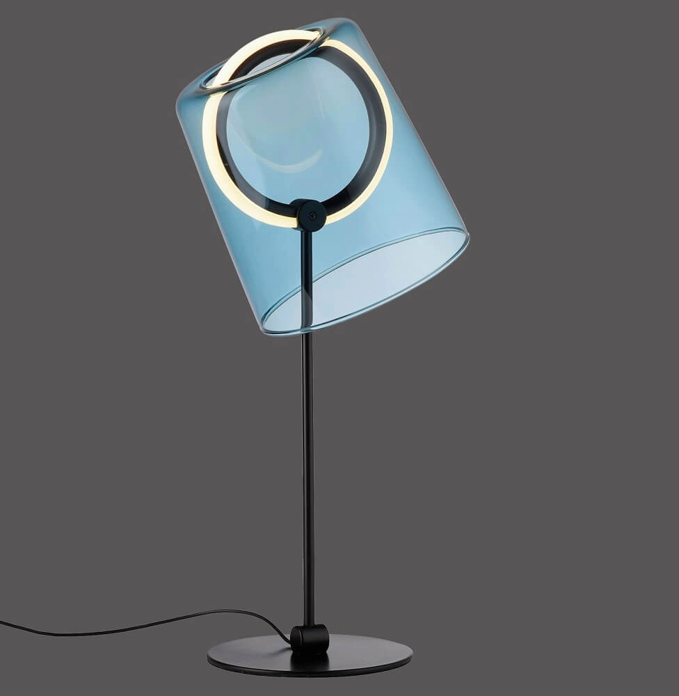 Table lamp Zula black with blue glass Paul Neuhaus 4012248385883
