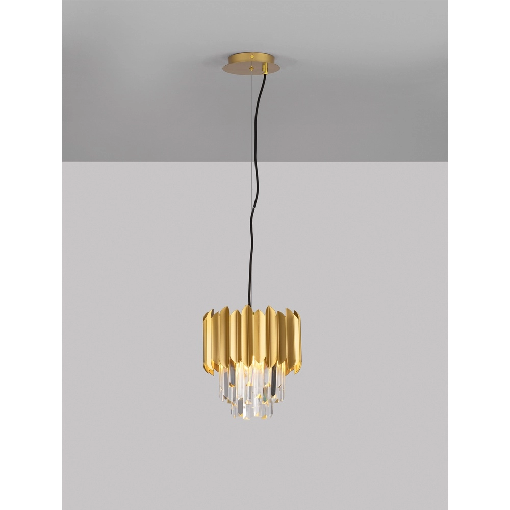 Pendant lamp Magnolia gold and crystal Ø 25cm