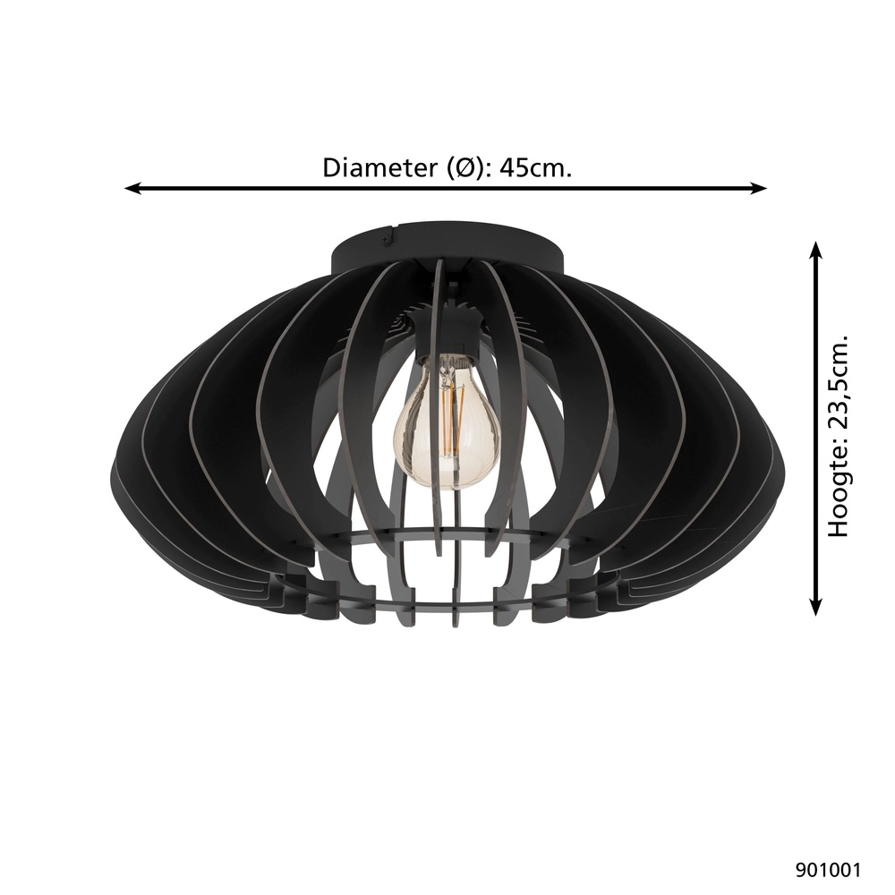 Wooden ceiling lamp Cossano 3 black - Ø 45cm Eglo 9008606291380