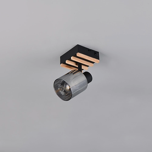 Wall lamp Travia black with wood Trio 4017807682588