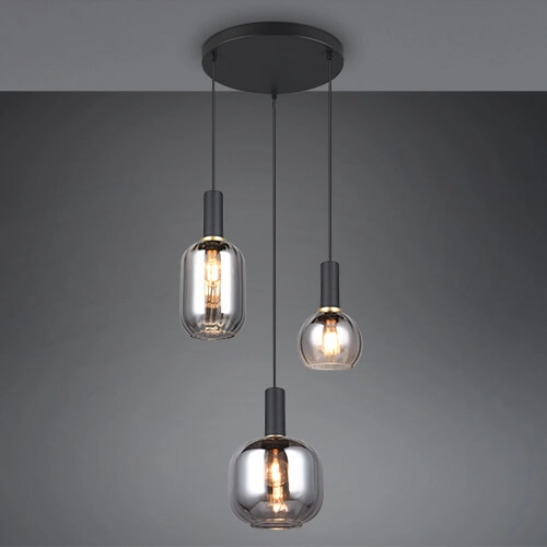 Dining room pendant lamp Diva 3-light - smoke glass
