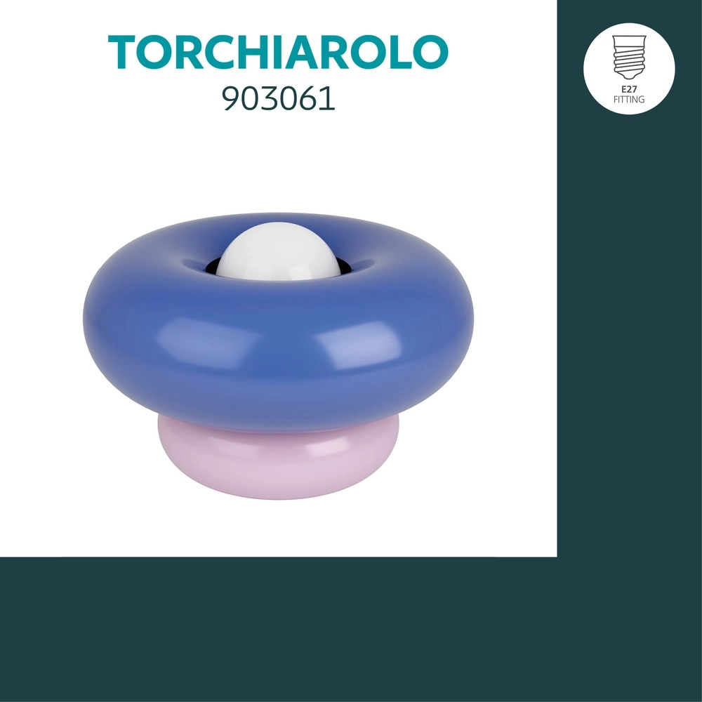 Design table lamp Torchiarolo pink with blue