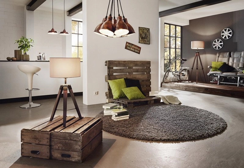 Standing lamp Lantada 106cm Tripod wood with taupe Eglo 9002759441159