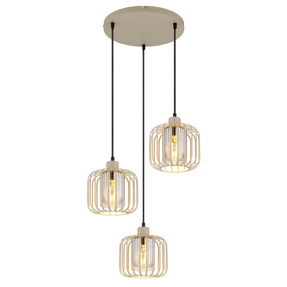 3-light pendant lamp Alfred round sand brown