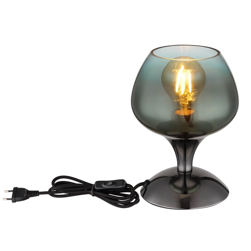 Gunmetal table lamp Maxy with green glass Ø 15cm Globo 9007371465934