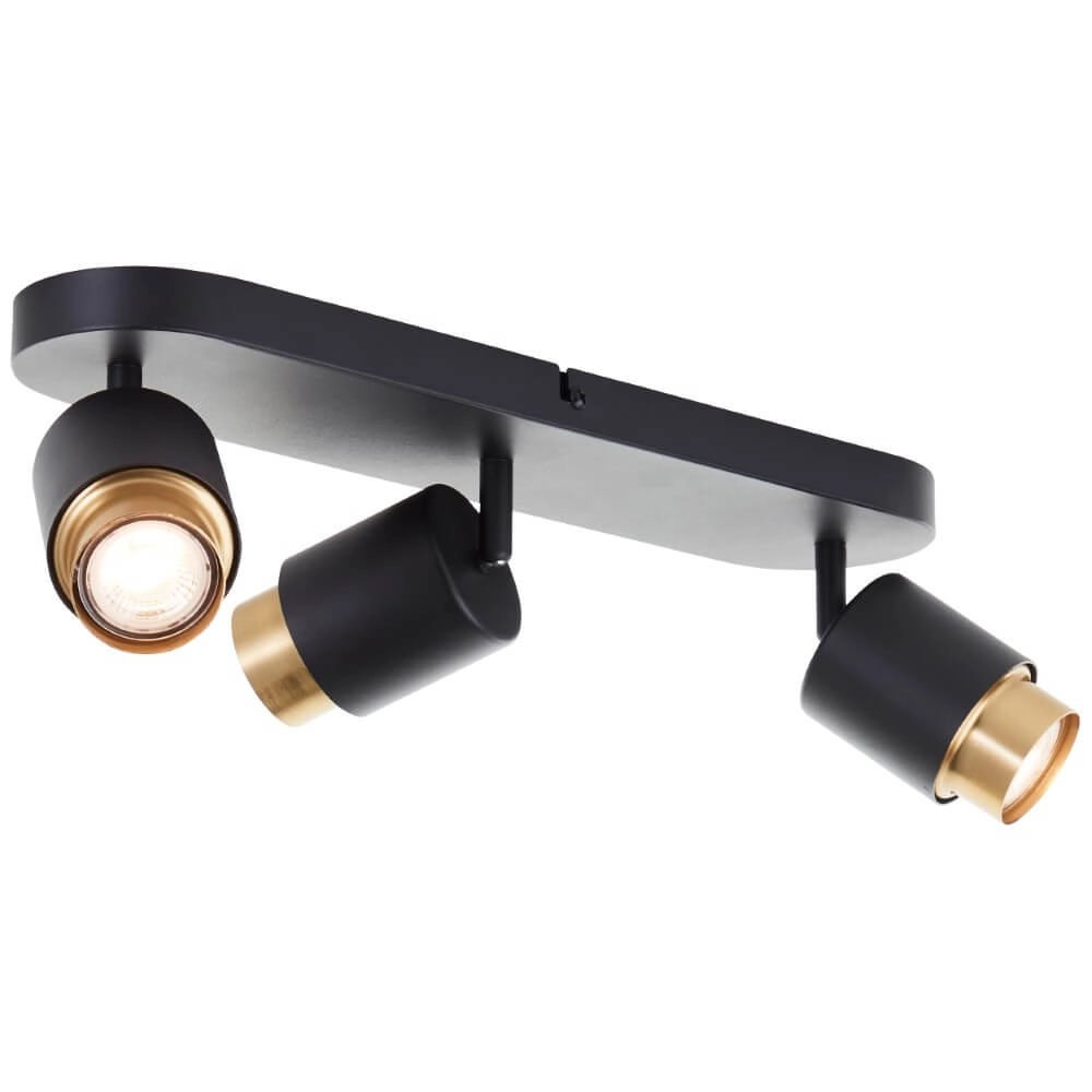 3-light surface-mounted spotlight Covelo black with gold Brilliant 4004353441363