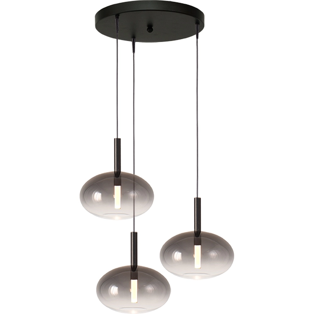 3L vide pendant lamp Lido Onion with Ø 24cm smoke-fading glass