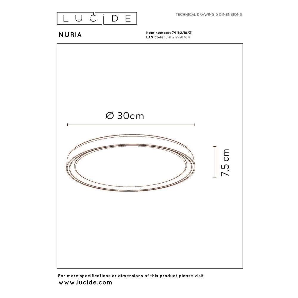 ceiling light Nuria Ø 30cm white Lucide 5411212791764