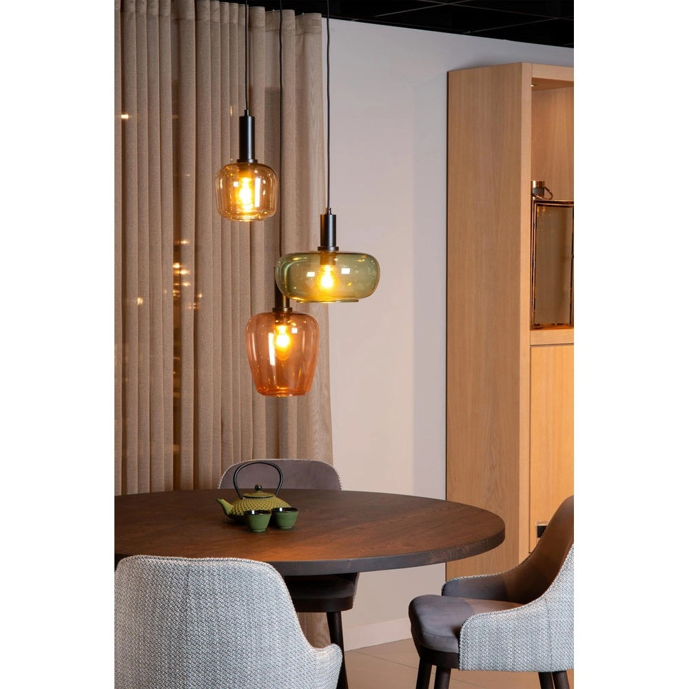 3-light pendant lamp Ilona black with colored lenses Lucide 5411212452740