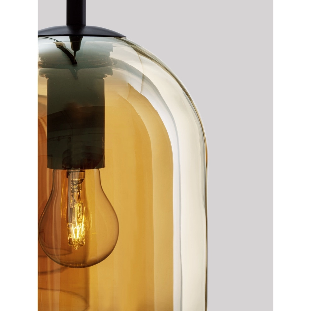 Pendant lamp Velor 3-light black with amber glass straight Lyora 5212017431226