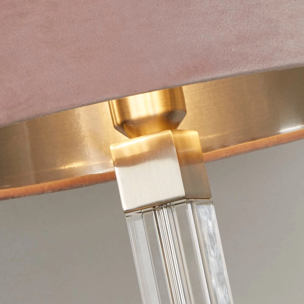 Design table lamp Scarborough Gold with pink shade Searchlight 5053423257082