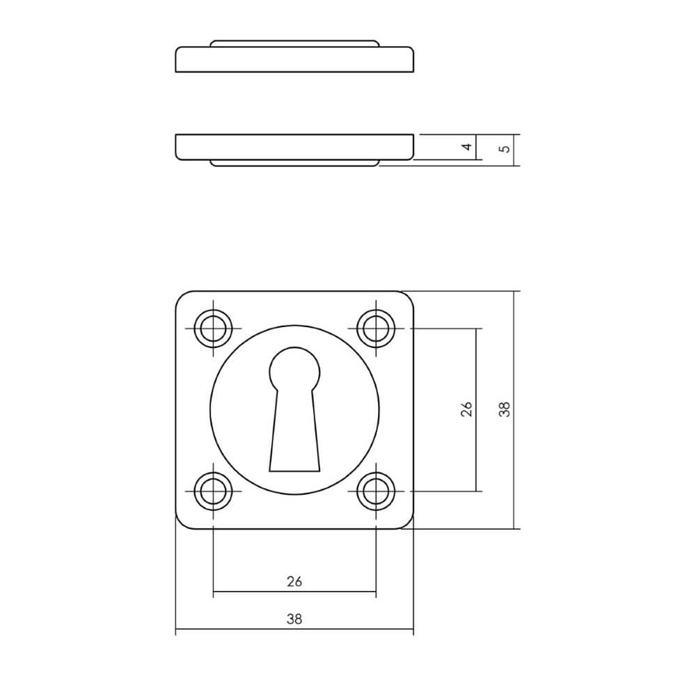 Set of 2 key rosettes Tira Square nickel screw Intersteel 8714186648315