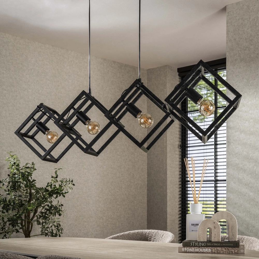 Modern pendant lamp Cube 4x E27 - charcoal Lyora 8716803512771
