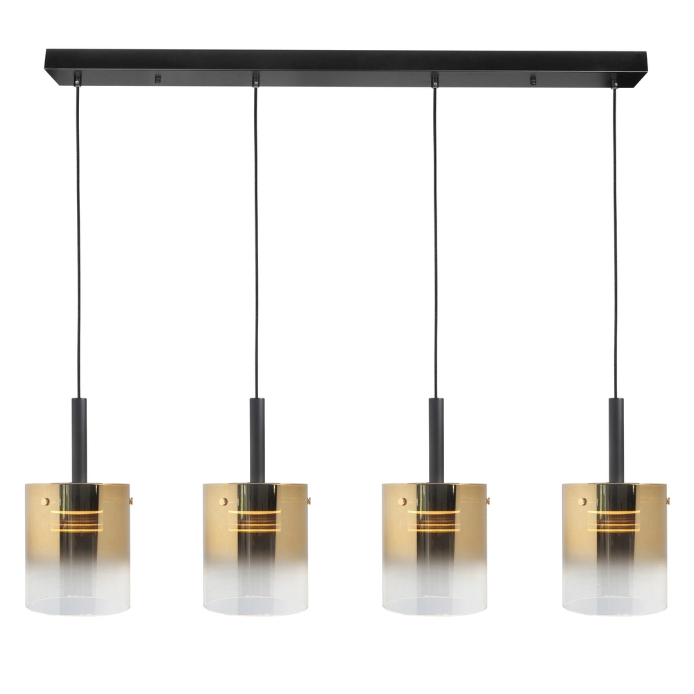 4-light pendant lamp Salerno black with gold glass