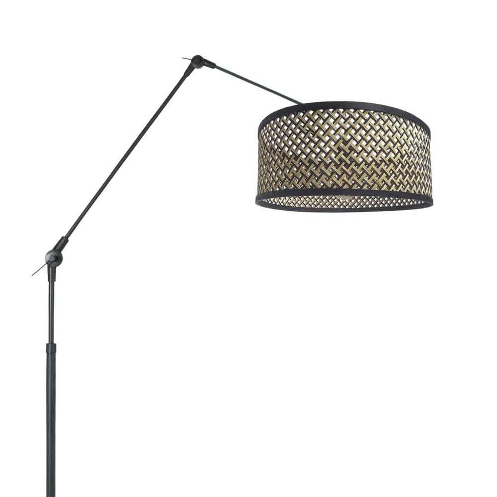 Adjustable floor lamp Prestige Chic black with bamboo shade Steinhauer 8712746172911
