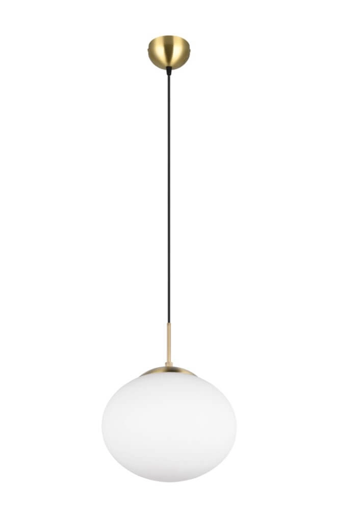 Oval pendant lamp Fomento Ø 30cm - brass with white glass Trio 4017807616217