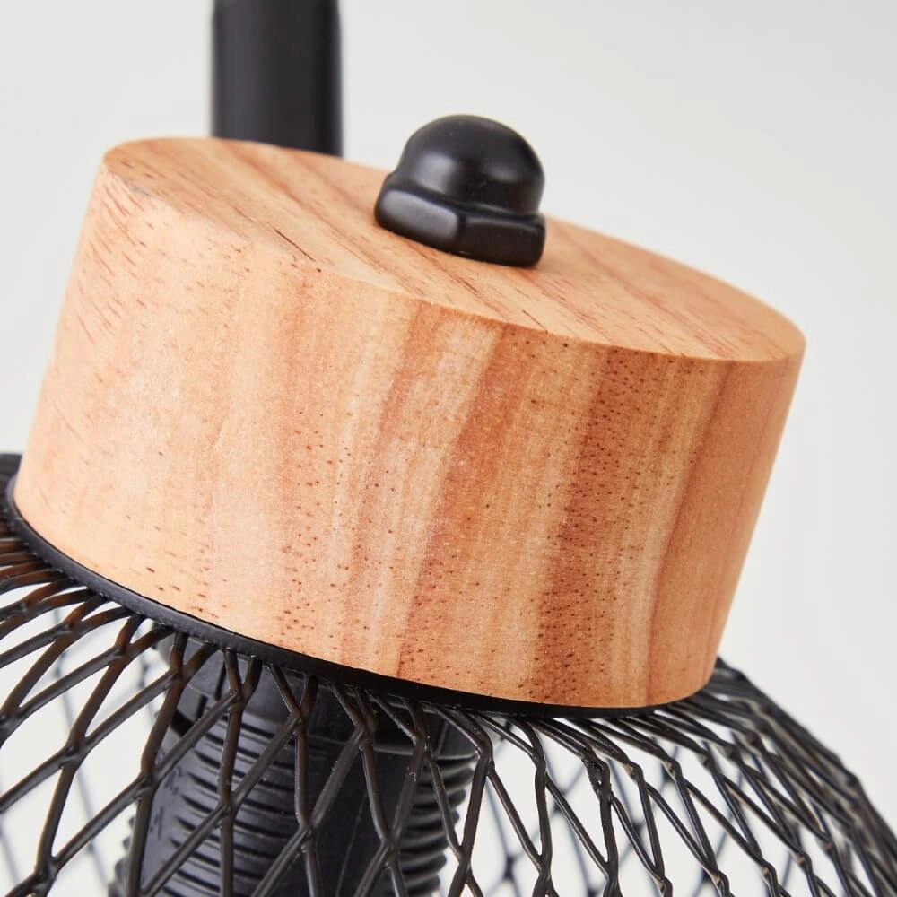 2-light ceiling lamp Thuy black with wood Brilliant 4004353409578