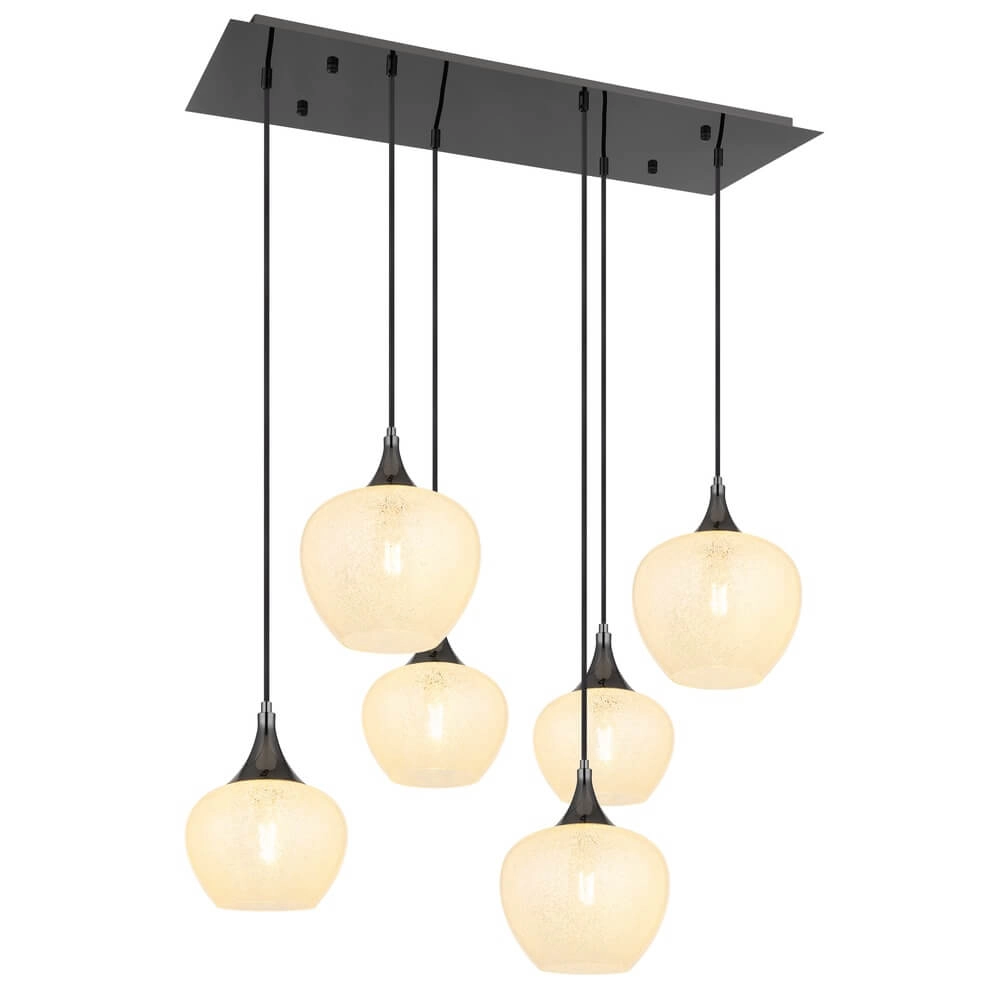 Anthracite pendant lamp Maxy with white glass 6-lights